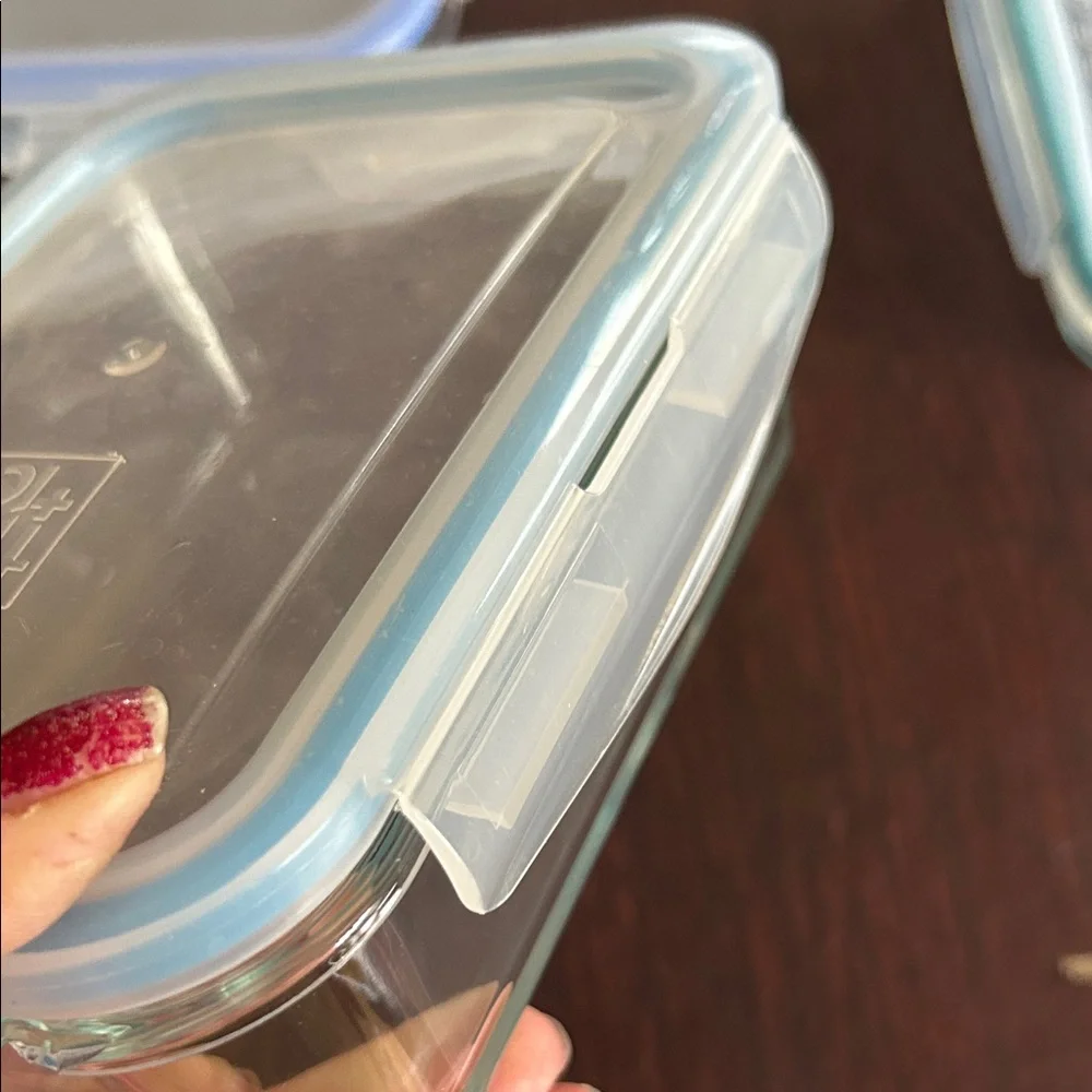 3 Clear Glass Food Storage Containers Plastic Tops; Microwave & Dishwasher Safe